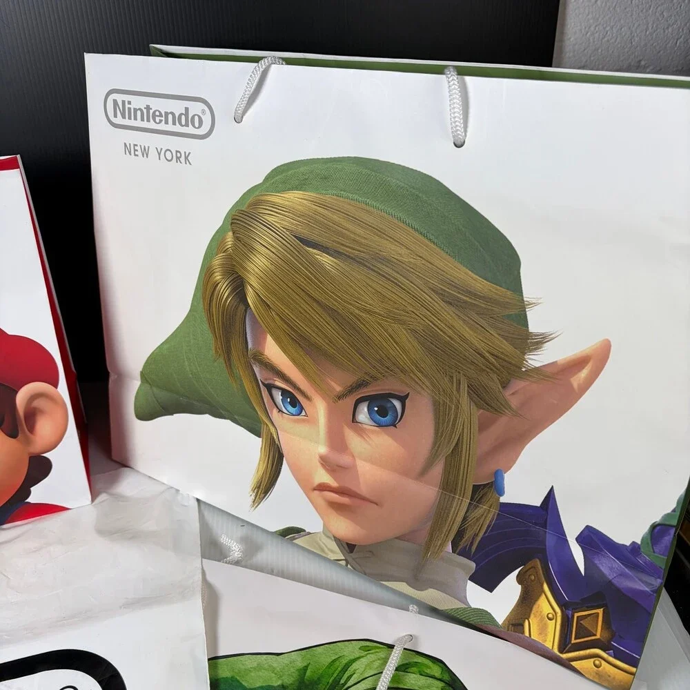 Nintendo New York Gift Bag Lot Mario Link Zelda Plastic Paper